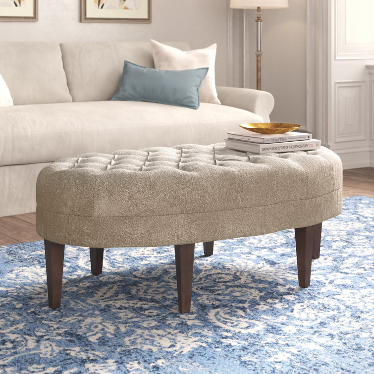 Button Tufted Oval Cocktail Ottoman